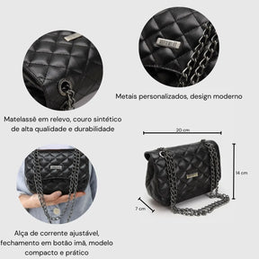 Bolsa Clássica Matelassê com Alça de Corrente – Preta