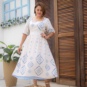 VESTIDO AUDREY MANGA 3/4 MIDI