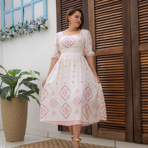 VESTIDO AUDREY MANGA 3/4 MIDI