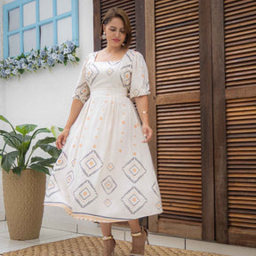 VESTIDO AUDREY MANGA 3/4 MIDI